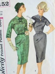 3152  SIMPLICITY 1959 BUTTON YOKE  SS /3/4 SLEEVE DRESS PATTERN 12 32B